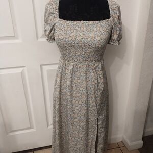 SHEIN Floral Puff Sleeve Maxi Dress